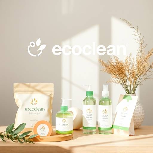 Branding package for 'EcoClean', a sustainable cleaning products company, featuring a minimalist logo, eco-friendly packaging designs, and marketing materials.